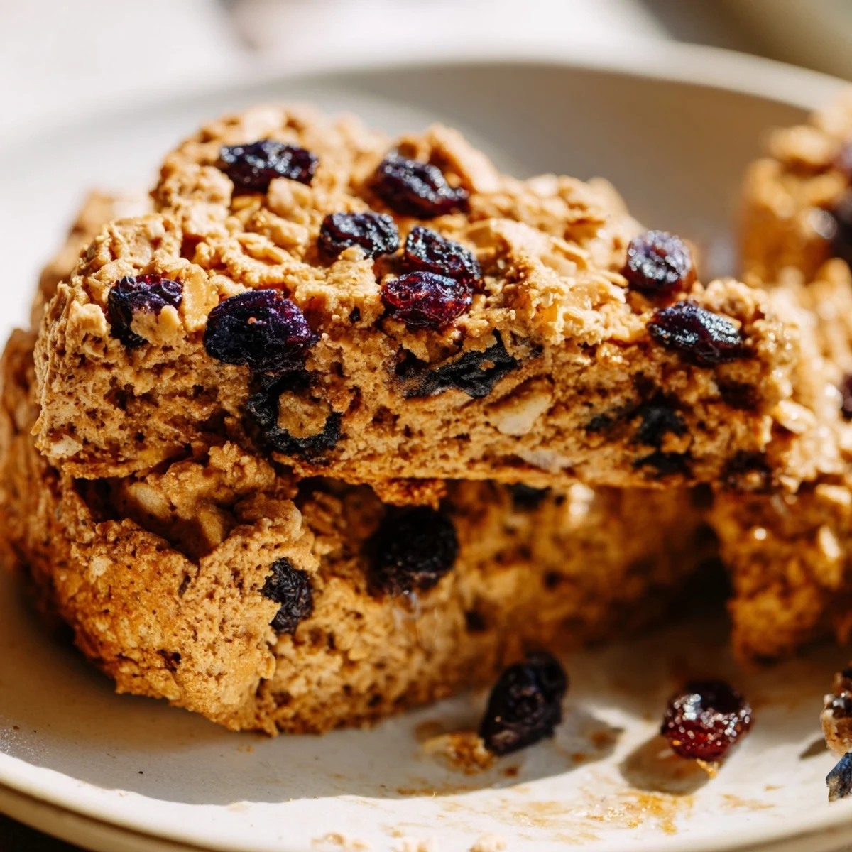 Golden-brown, chewy oatmeal raisin cookies piled high, perfect for an afternoon snack with a glass of milk.