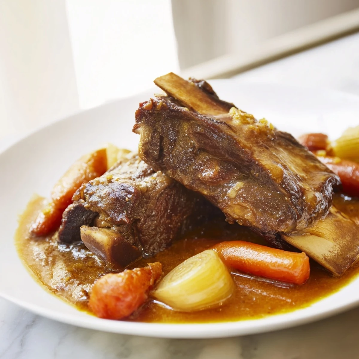 Imagine the aroma: sizzling One-Pot Amber-Glowed Beer-Braised Short Ribs, a comforting dinner.