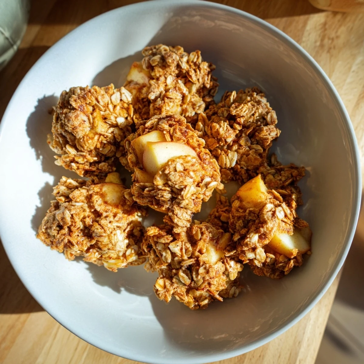 A freshly baked Soft Crumb Apple Crisp, featuring a buttery crumble topping and tender, spiced apples.