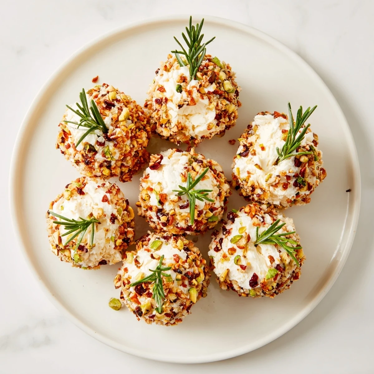 Holiday Ornament Clusters arranged on a platter, ready to serve as a festive appetizer for guests.