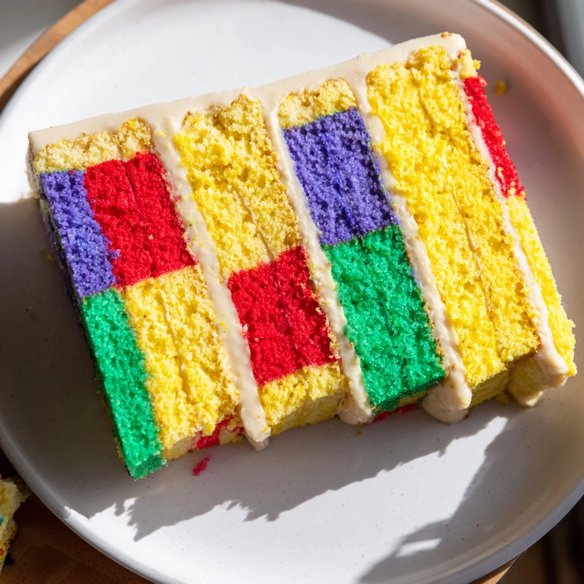A beautiful patchwork cake, The Cozy Quilt, features colorful squares perfect for dessert.
