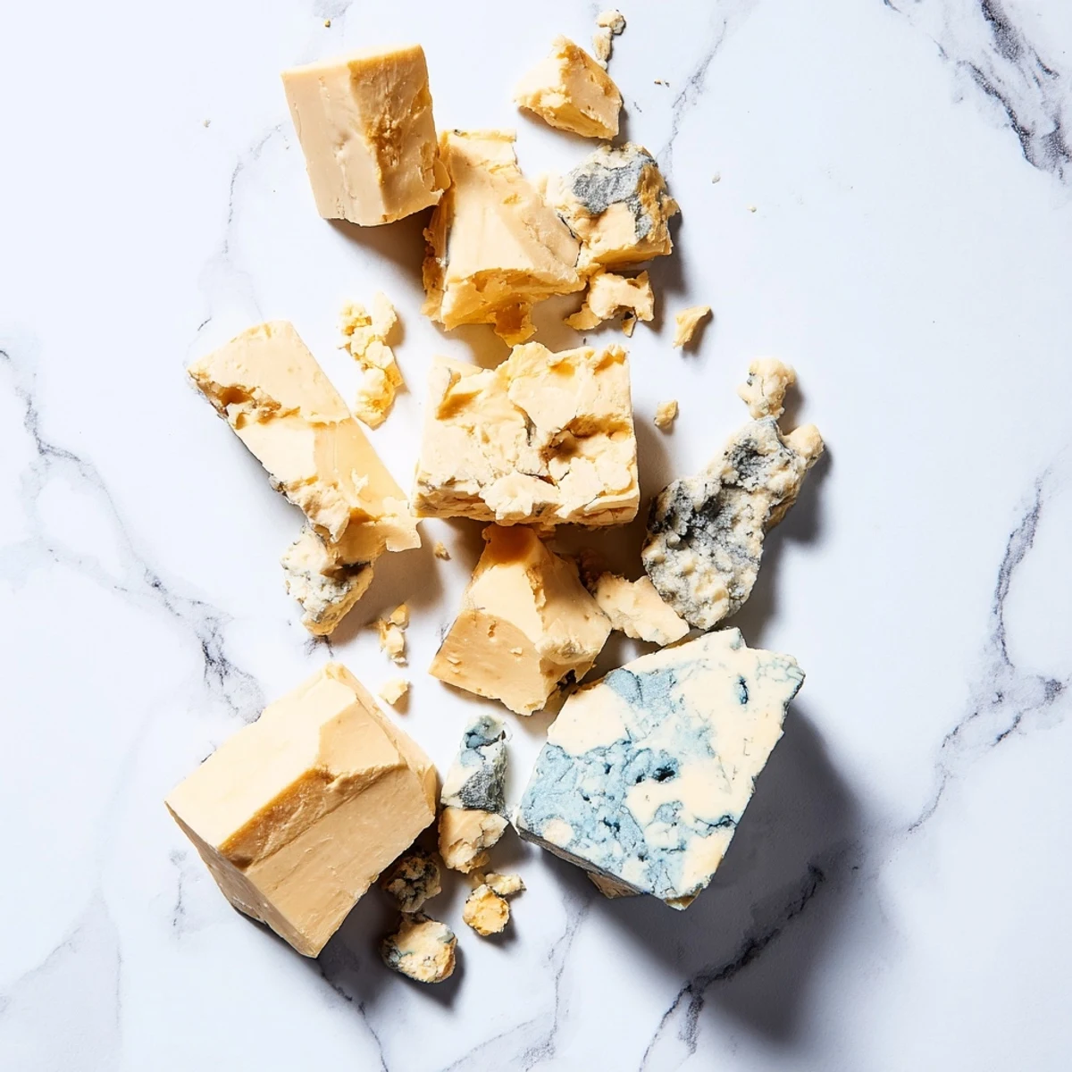 The Marble Quarry cheese board, a stunning arrangement of blue and white cheddar ready to serve.