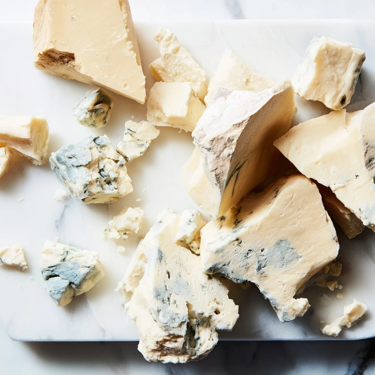 Chunks of blue cheese and cheddar form a distinctive layout for this Marble Quarry appetizer.