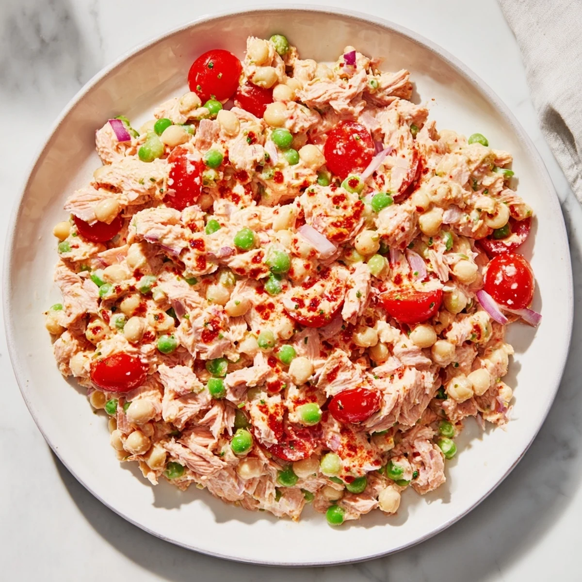 Flaky tuna and chickpeas mixed in a flavorful dressing create this delicious Dense Chickpea and Tuna Salad.