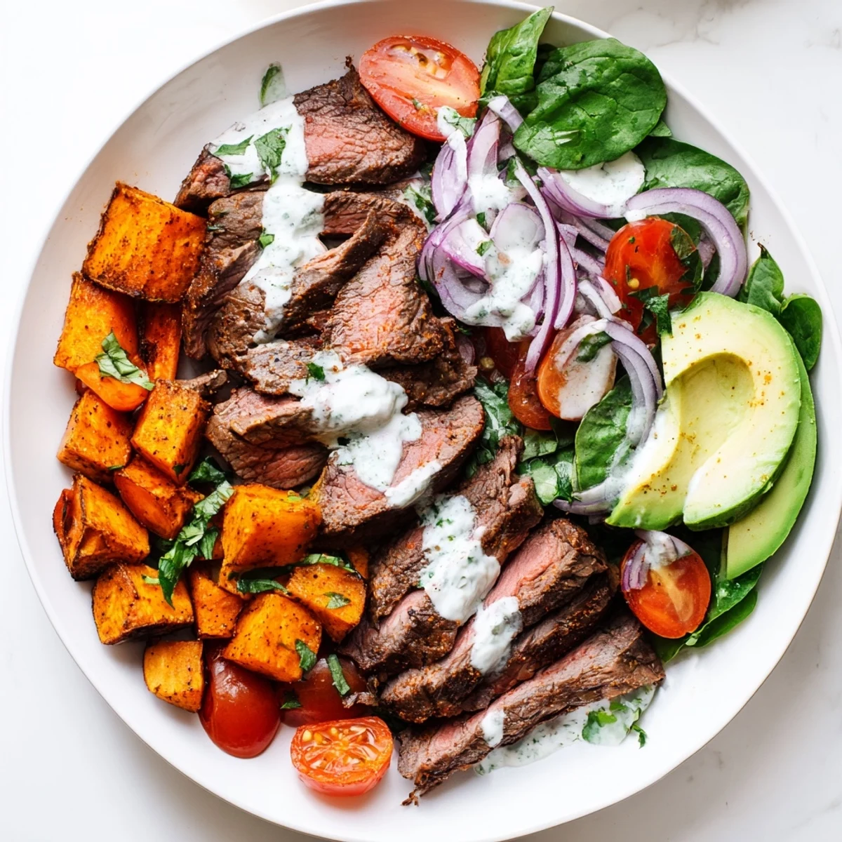 Beef Avocado Sweet Potato Bowl