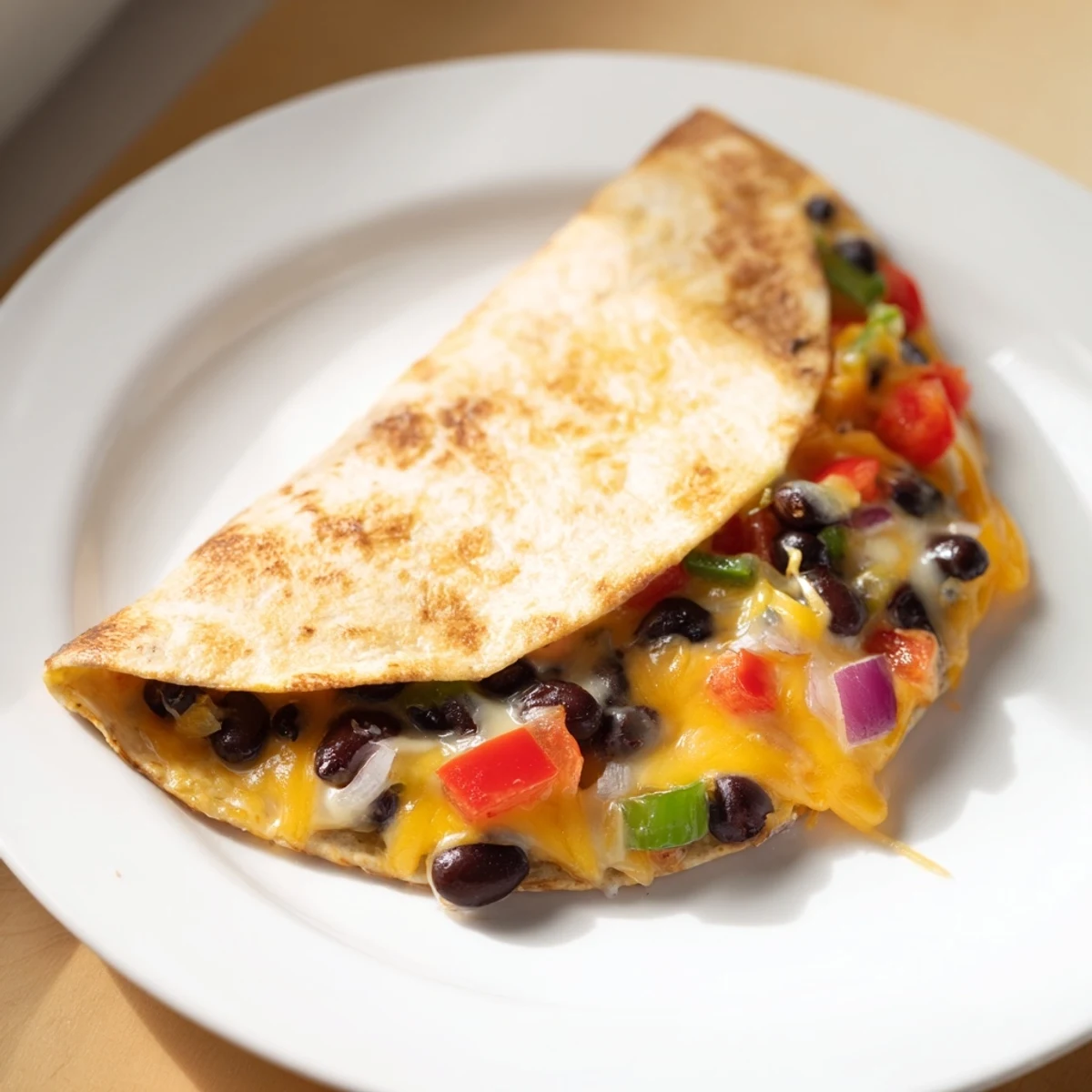Golden, crispy Black Bean Quesadilla with melted cheese and fresh salsa, perfect for dinner.