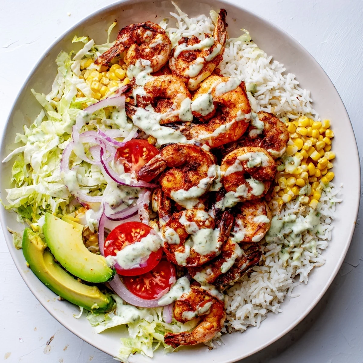 Cajun Shrimp Taco Bowls brimming with spicy shrimp and colorful veggies, ready to enjoy for dinner.