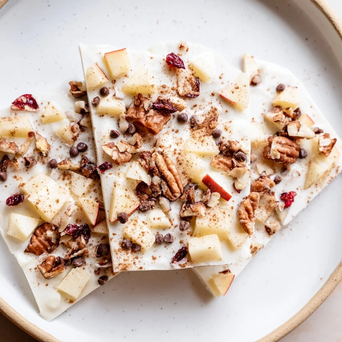 Imagine savoring this chilled Apple Cinnamon Yogurt Bark, loaded with crispy fruit and crunchy nuts.