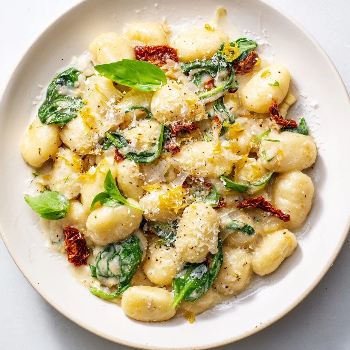 Golden-brown Creamy Tuscan Gnocchi, a comforting Italian dinner with spinach and sun-dried tomatoes.