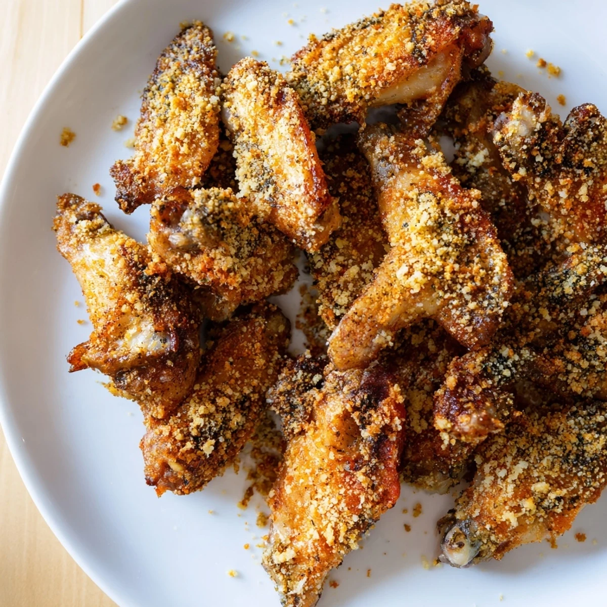 Crispy Baked Parmesan Chicken Wings, perfect for game day, served alongside dipping sauces.