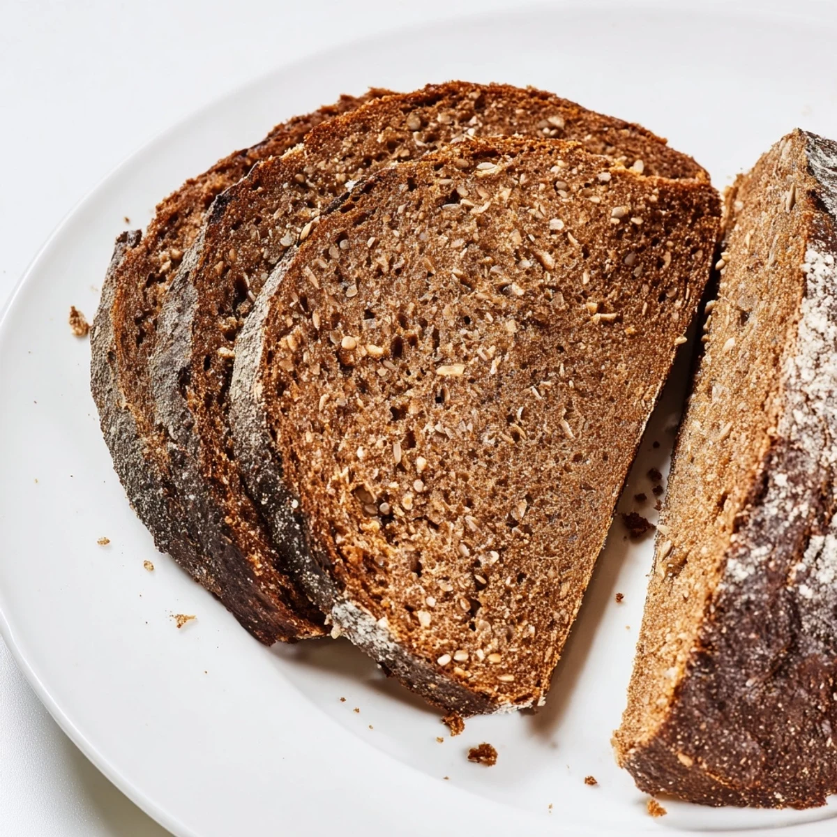 Golden-crusted Latvian Rupjmaize bread awaiting slicing, revealing its soft, dark, and aromatic interior ready to eat.