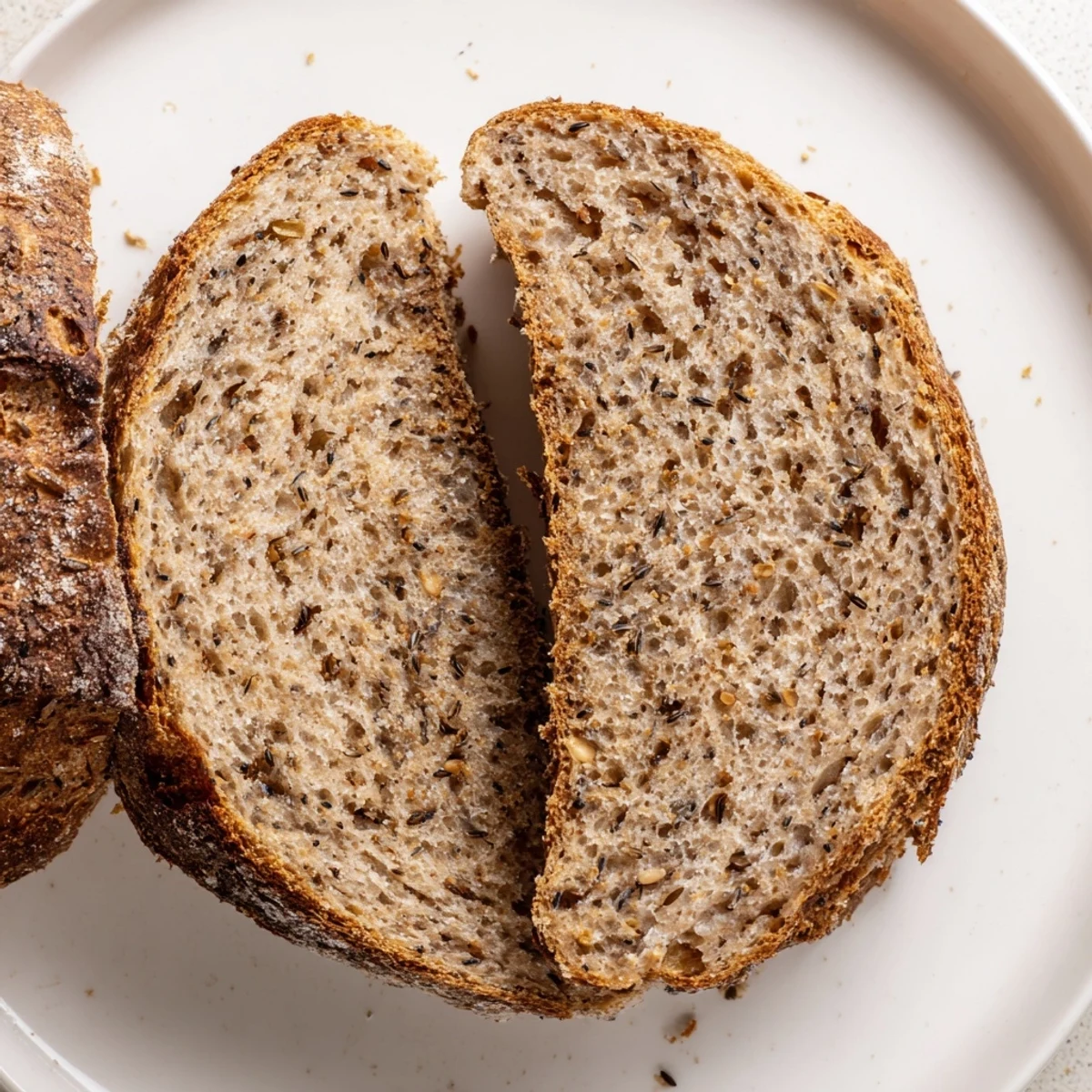 The richly flavored, dense Latvian Rupjmaize, freshly baked and ready to slice for delicious rye bread sandwiches.
