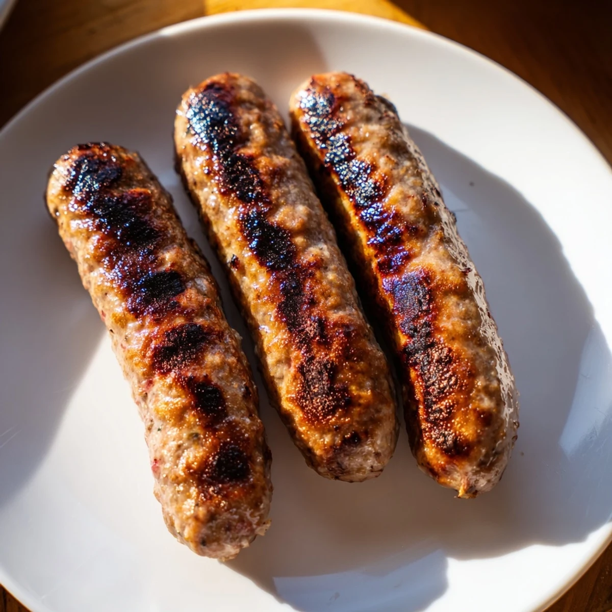 Savory Romanian mici, cooked to perfection, showcasing the delicious spices and juicy meat.