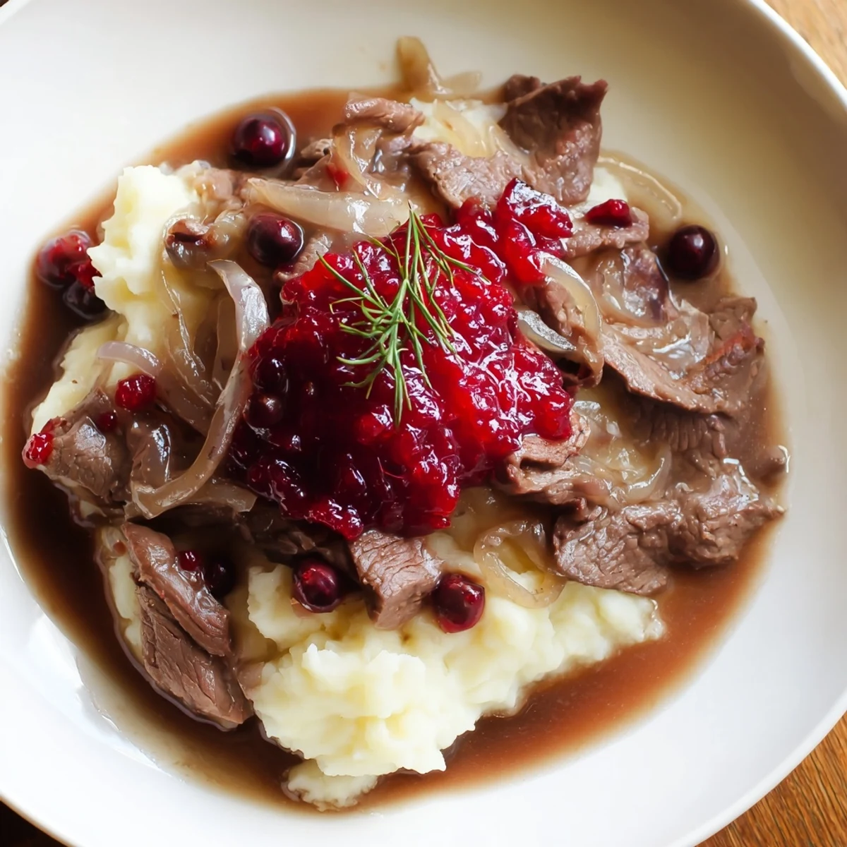 Slow-cooked Finnish Reindeer Stew featuring savory meat in a rich, flavorful broth, ready to enjoy.