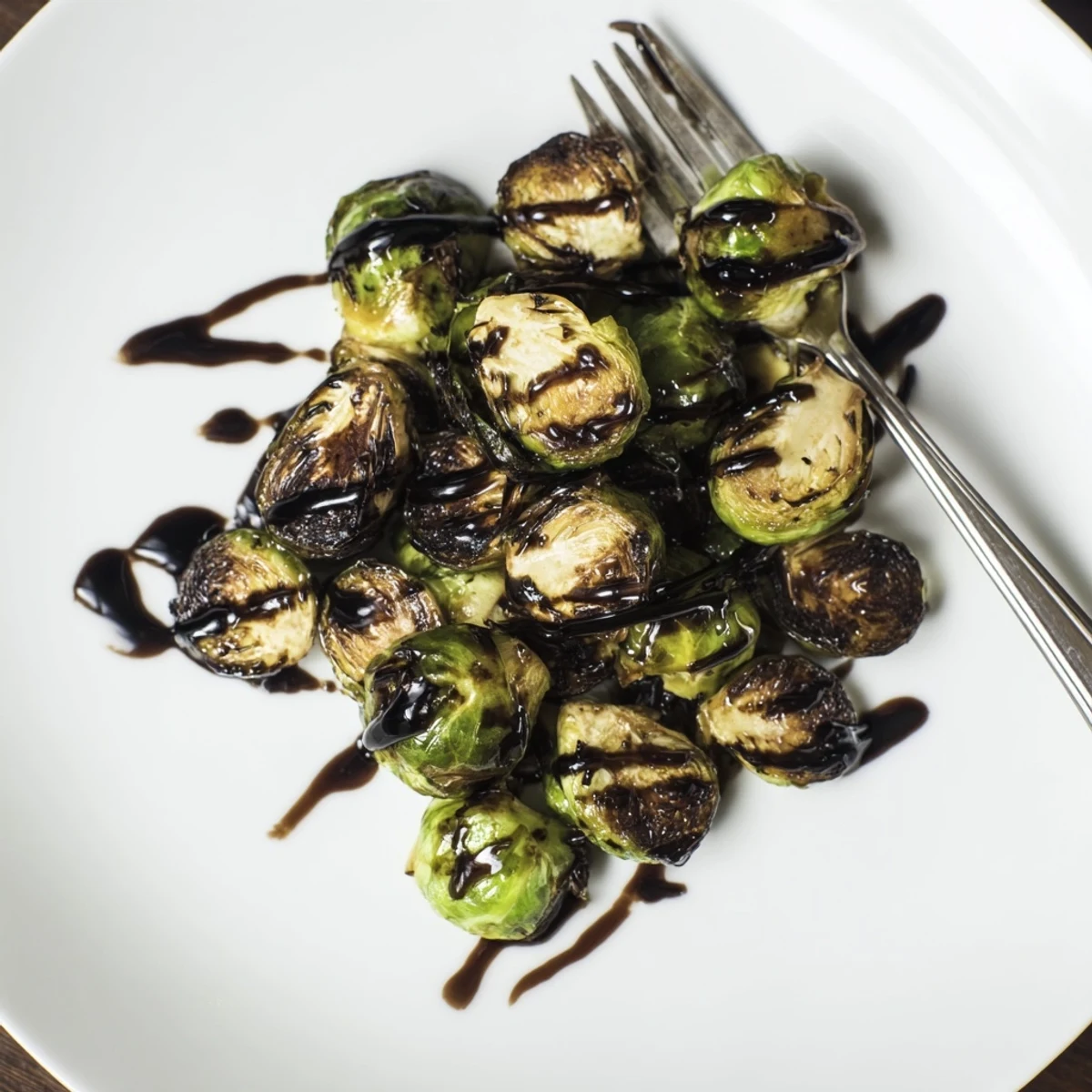 Fresh roasted Brussels sprouts with balsamic caramelization, served warm as an easy vegetarian and gluten-free side dish.
