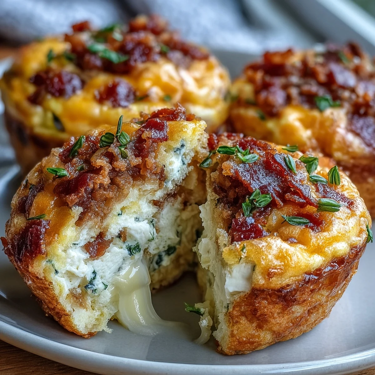 Savory Breakfast Egg Muffins with fluffy eggs, crisp bacon, and peppers, meal-prepped for a quick on-the-go morning snack.