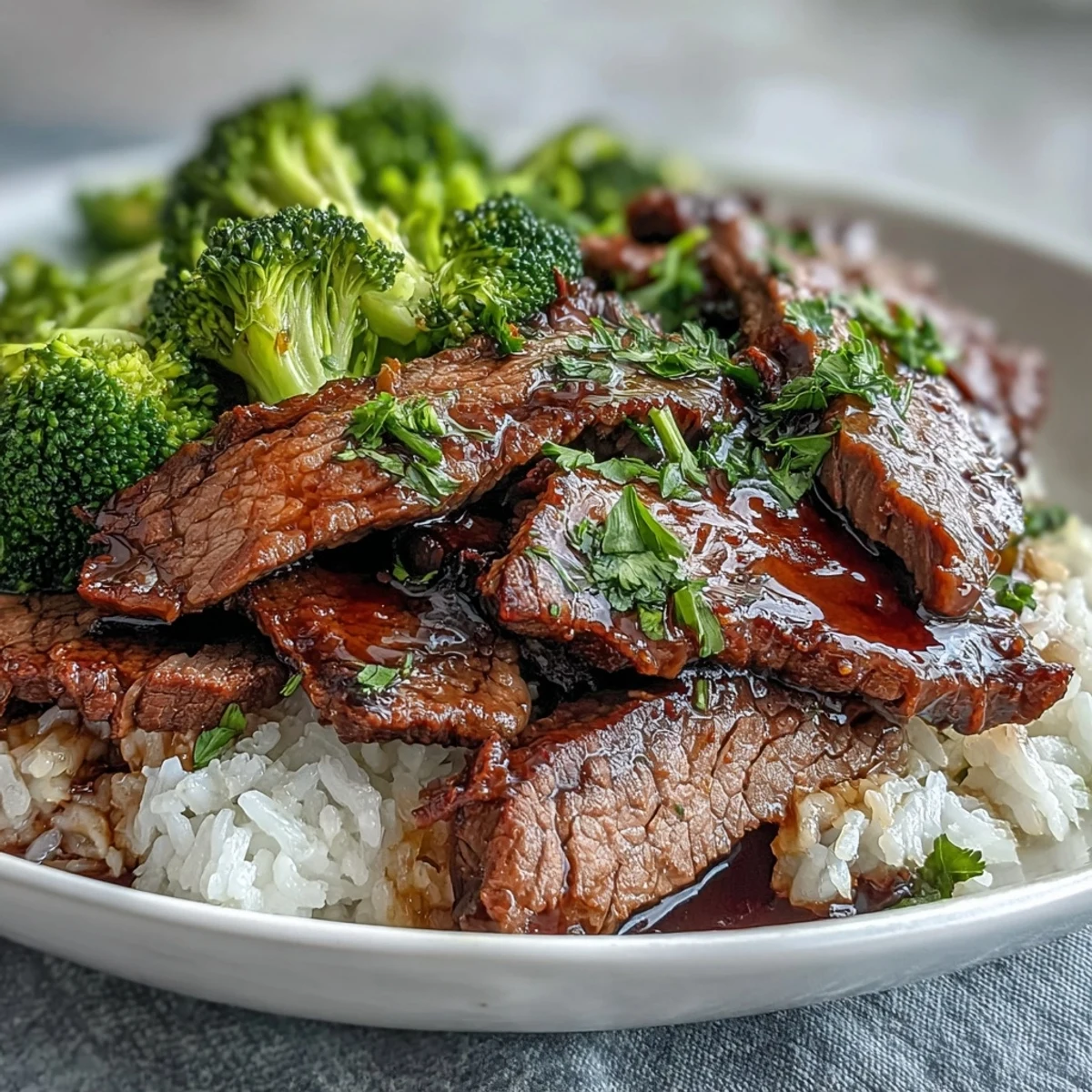 Sizzling strips of beef and bright green broccoli florets on fluffy rice, drizzled with glossy soy-ginger sauce in this Beef and Broccoli Bowl.