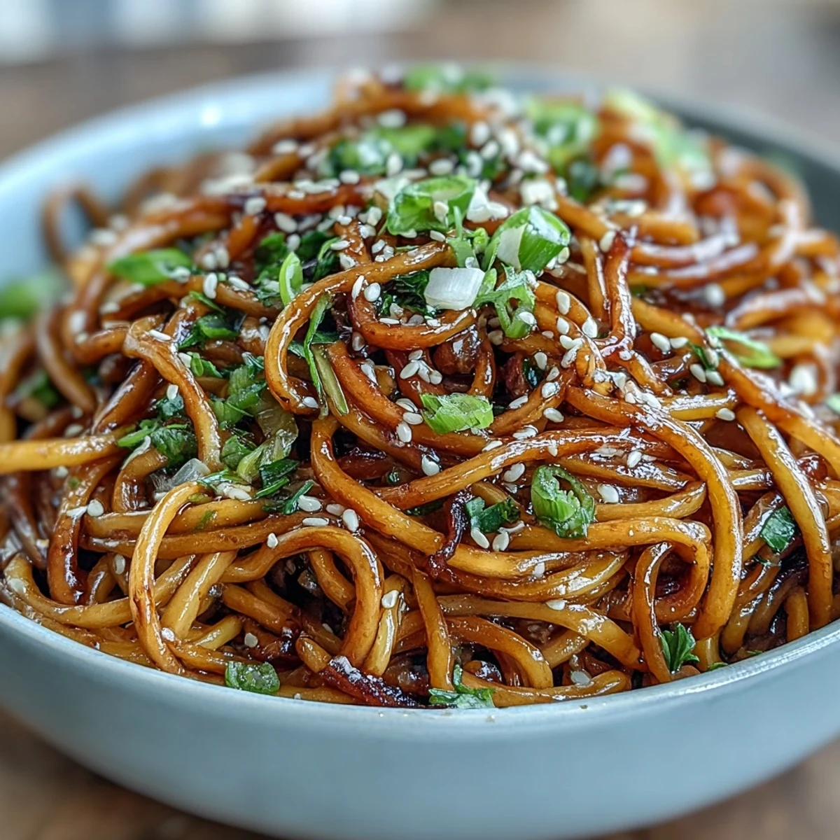 Vibrant Asian Ginger Scallion Noodles with Soy Glaze: fragrant ginger and scallion aromas rise from a savory-sweet noodle dish, perfect for a quick and satisfying vegetarian meal.