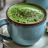 A naturally colored Matcha Oat Milk Latte, smooth, delicious, and easy to make.