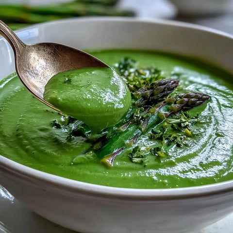 A vibrant bowl of Big Green Immunity-Boosting Vegetable Soup, featuring a creamy, bright green blend of spinach, broccoli, and asparagus.  