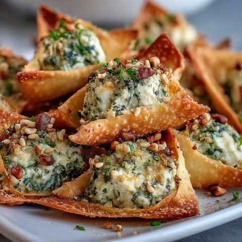 Golden-baked Mediterranean Spinach and Feta Cheese Crisps with wilted spinach and creamy filling in mini muffin tins.