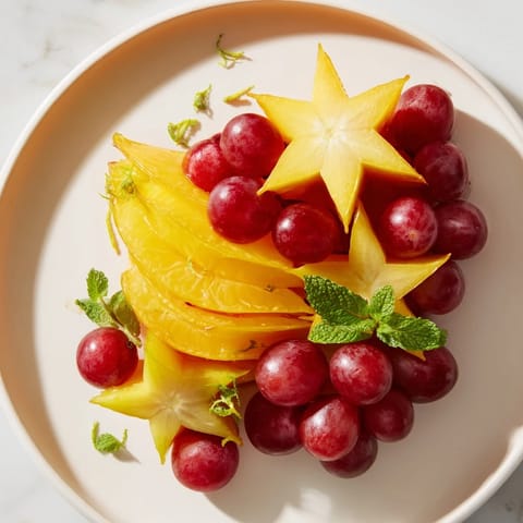 Sliced Starfruit Grapes Garnish