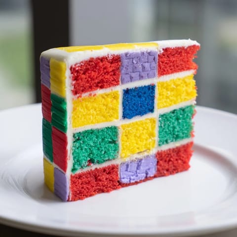 Imagine this Cozy Quilt Patchwork Cake, with vibrant sponge squares and creamy buttercream frosting.