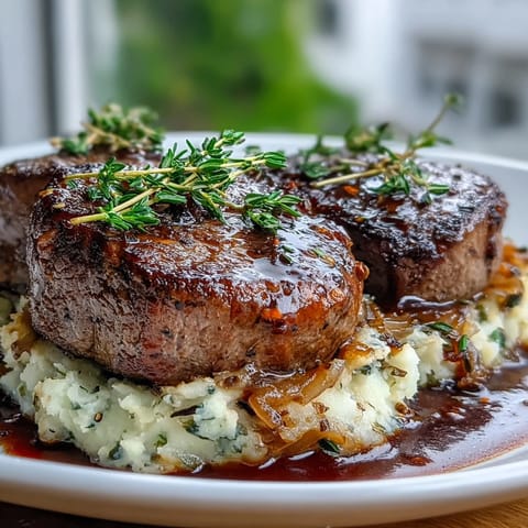 Golden Venison Steaks with Caraway Crushed Swede plated beside sautéed winter greens for a cozy dinner.