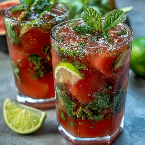 Fresh guava mojito cocktail served in a tall glass with crushed ice, mint leaves, and a bright lime wheel garnish. A refreshing summer beverage.