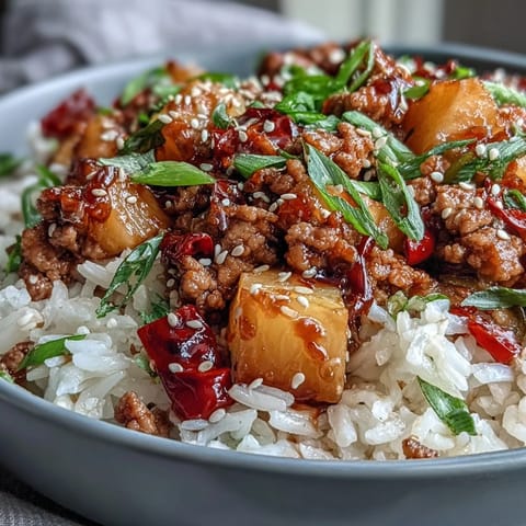 Tender ground turkey and pineapple chunks in a sweet-and-sour sauce make this Sweet-and-Sour Turkey Rice Skillet a vibrant weeknight dinner.