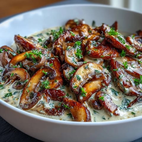 Hearty mixed mushrooms in a rich, dairy-free stroganoff sauce spooned onto wholesome brown rice.  