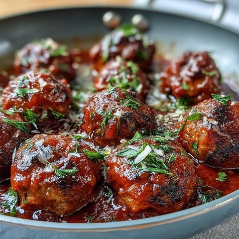 A slow cooker filled with juicy meatballs simmering in a rich tomato sauce, ready for a crowd-pleasing housewarming appetizer.