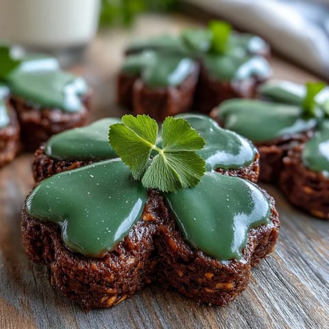 Festive shamrock sugar cookies decorated with vibrant green royal icing for St. Patrick's Day celebrations.