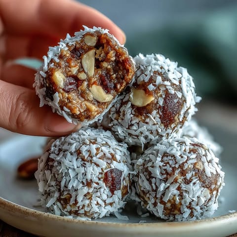 Carrot Cake Bliss Balls made with dates, walnuts, and grated carrot for a healthy, no-bake snack.  