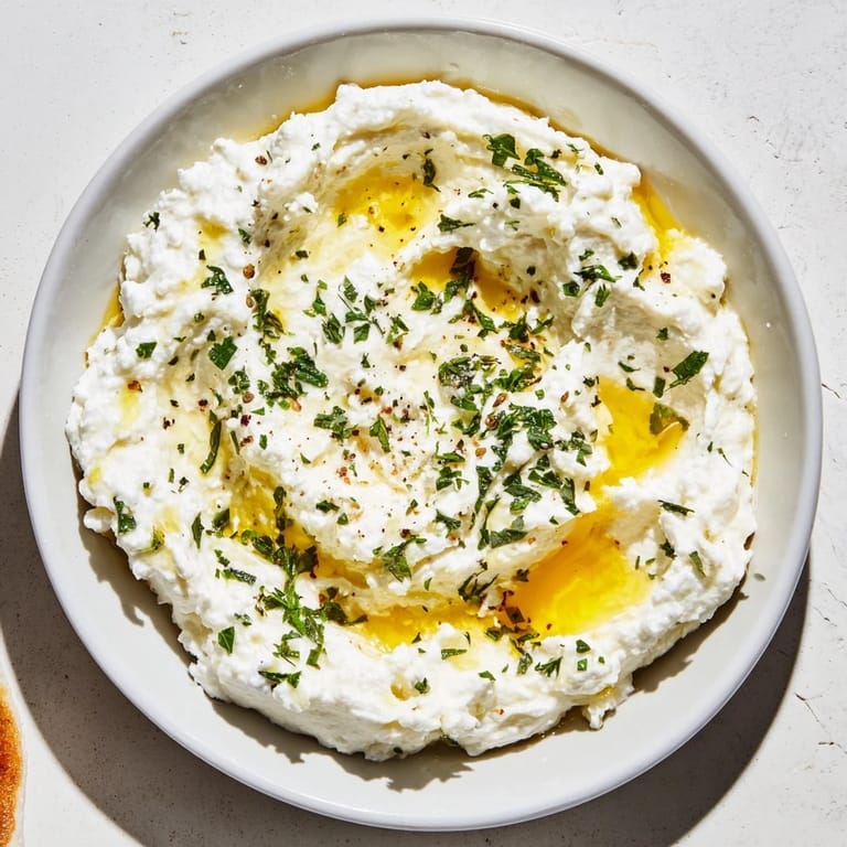 A vibrant close-up displays the smooth, tangy Angel Wings Whipped Feta Dip ready for dipping and sharing.
