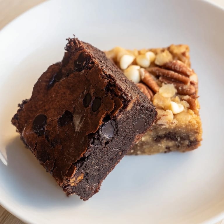 Arrangement of sweet brownie and blondie squares from a homemade dessert platter, perfect for a treat.