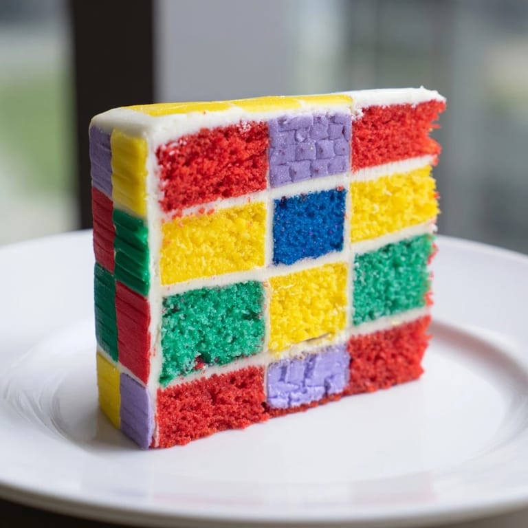 Imagine this Cozy Quilt Patchwork Cake, with vibrant sponge squares and creamy buttercream frosting.