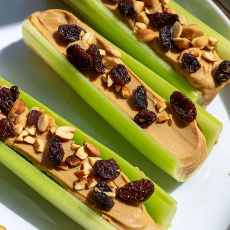 Vibrant image of Peanut Butter Celery Sticks: crunchy celery and rich peanut butter ready to enjoy.