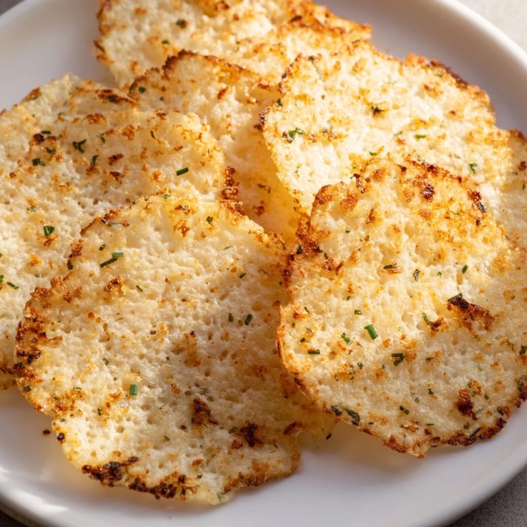 Close-up of baked Cottage Cheese Chips, highlighting their golden edges and delicious, healthy appearance.