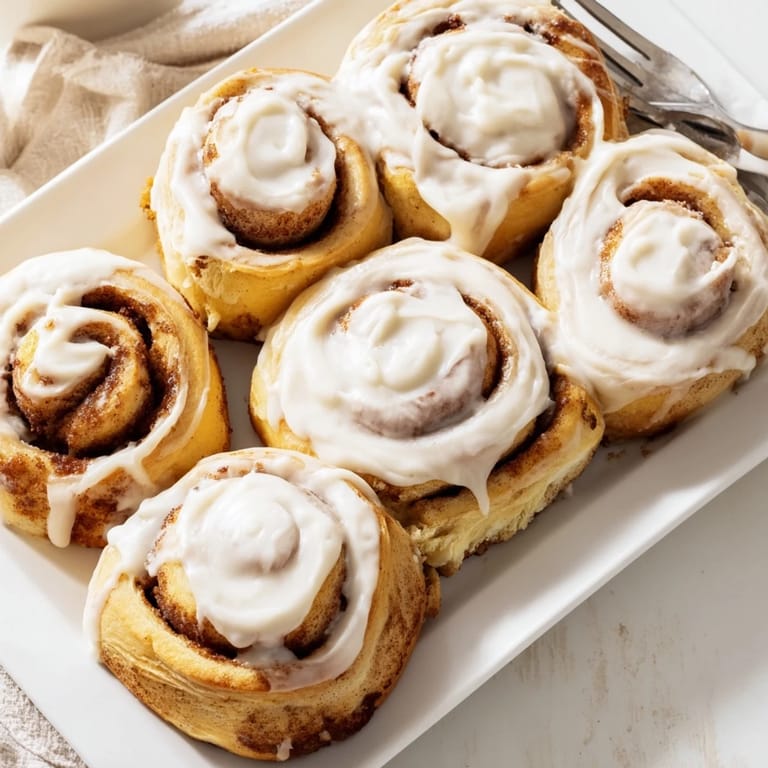 Golden-brown Pillow Soft Cinnamon Rolls fresh from the oven, with a rich cinnamon sugar swirl visible in each fluffy roll.