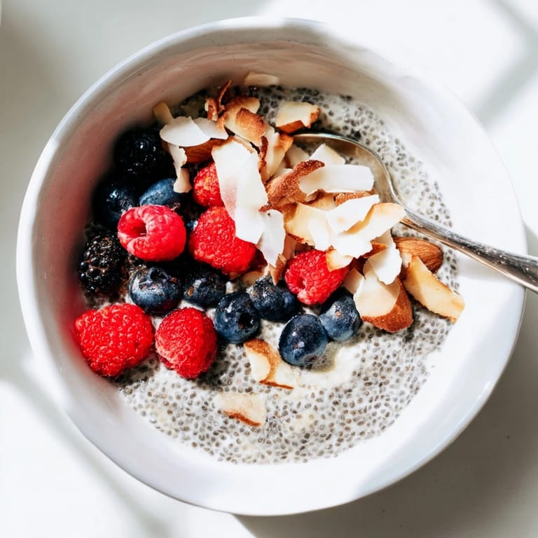 Healthy Poppy Seed Chia Pudding served in a bowl with raspberries and almonds, perfect for a gluten-free dessert.