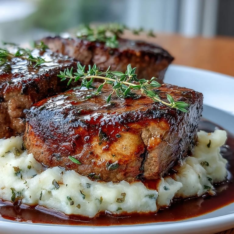 Sizzling Venison Steaks with Caraway Crushed Swede fresh from the skillet, steam rising from the mash.