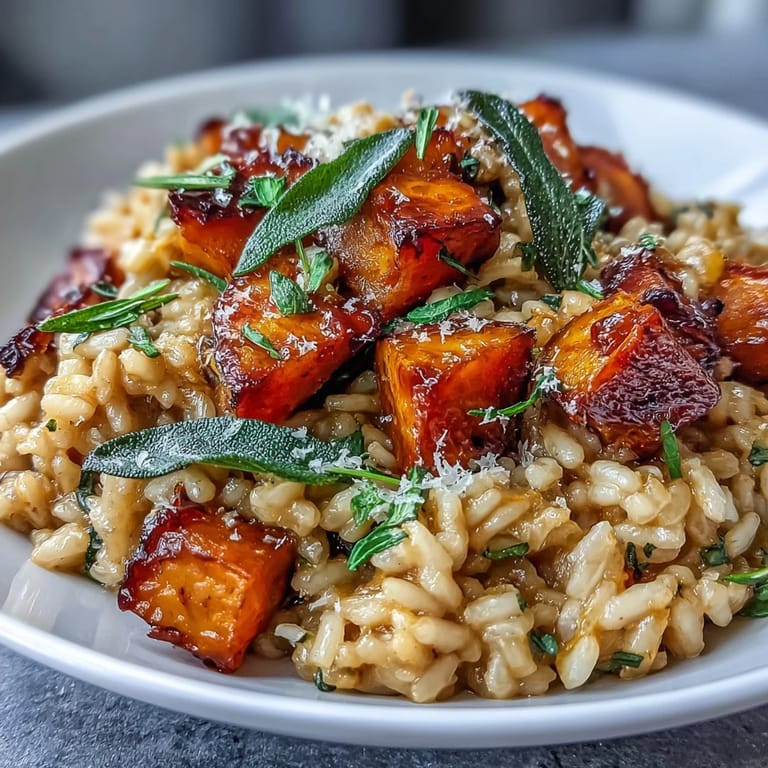 Delicious Vegan Pumpkin Risotto garnished with lemon zest and crispy sage, served alongside a glass of vegan white wine.