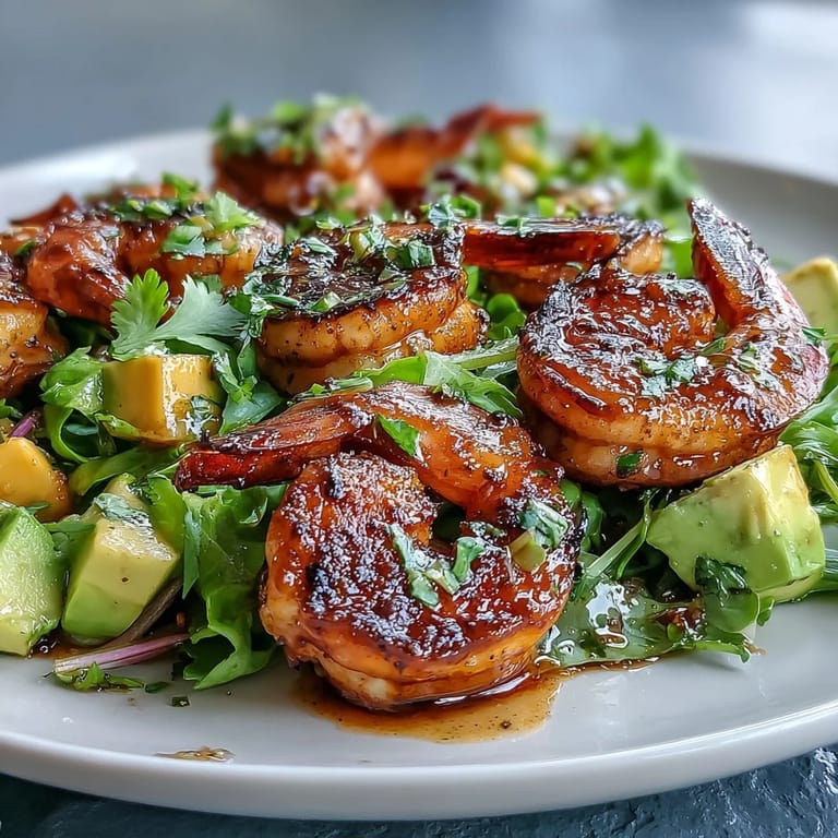 A bright, healthy salad of grilled shrimp, ripe mango, and creamy avocado, tossed with mixed greens and a tangy chili-lime vinaigrette.