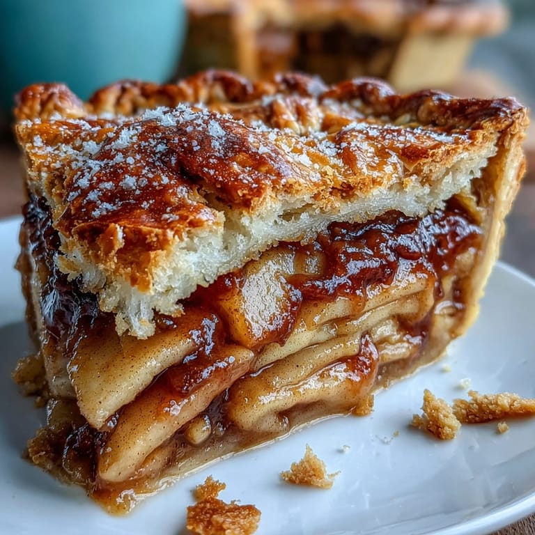 Sliced cardamom apple pie on a rustic wooden table, with warm spices and buttery crust visible in every mouthwatering bite.