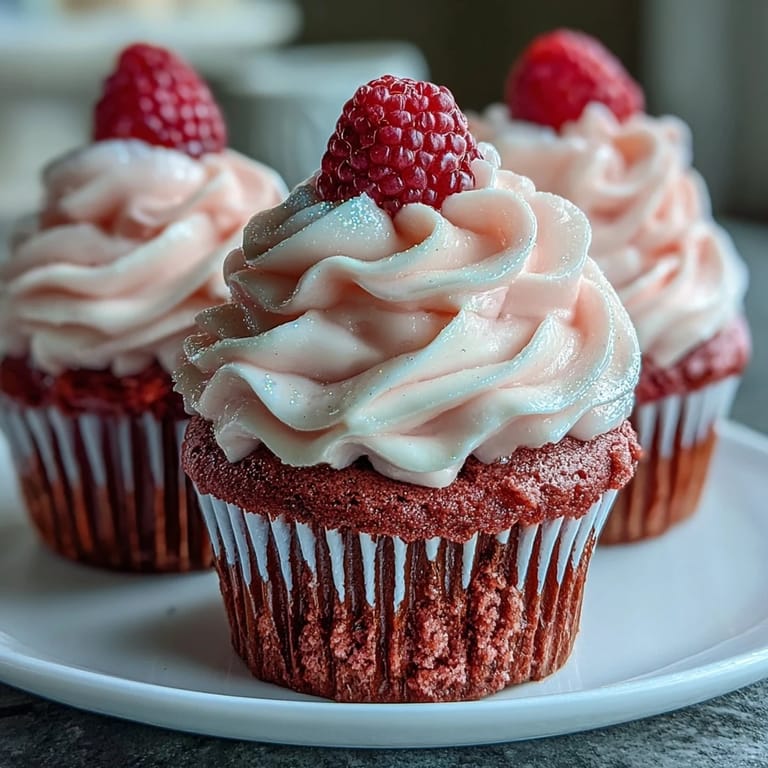 3. Soft pink velvet cupcakes generously frosted with tangy cream cheese icing, decorated with sprinkles for a delightful Galentine's treat.