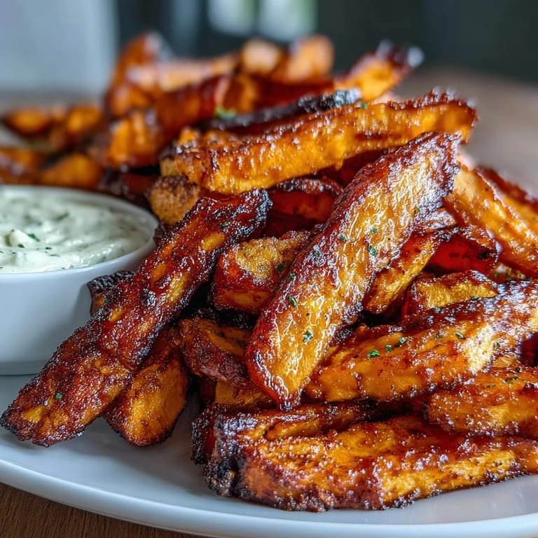 Golden sweet potato fries paired with tangy onion dip, perfect for parties or casual munching.  