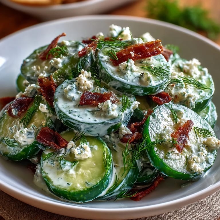 Creamy Cucumber Salad with Dill and Greek Yogurt, a refreshing side dish with crunchy cucumbers and creamy Greek yogurt dressing.
