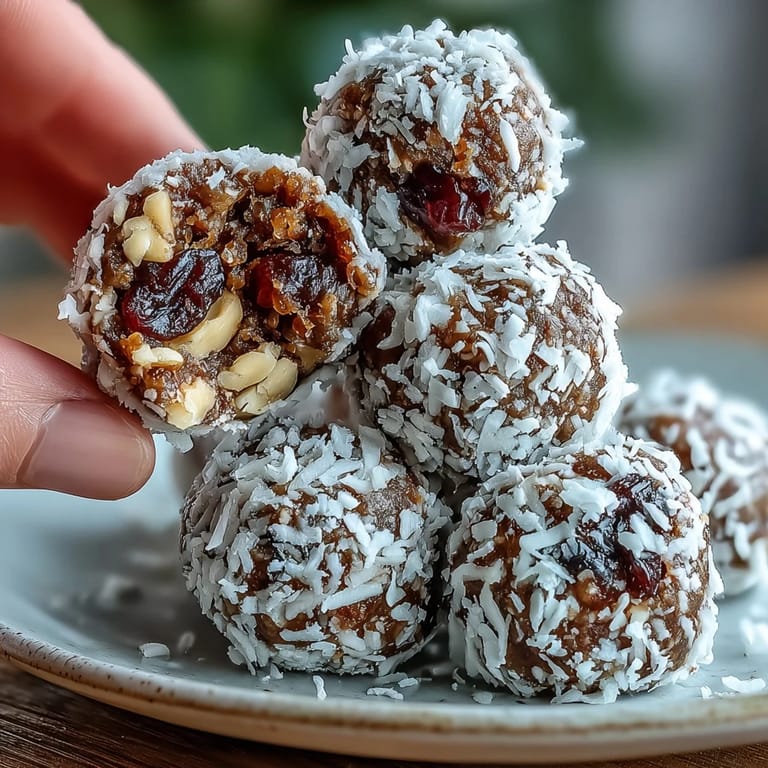 These vegan bliss balls feature warming spices and shredded coconut for a sweet, wholesome treat.  