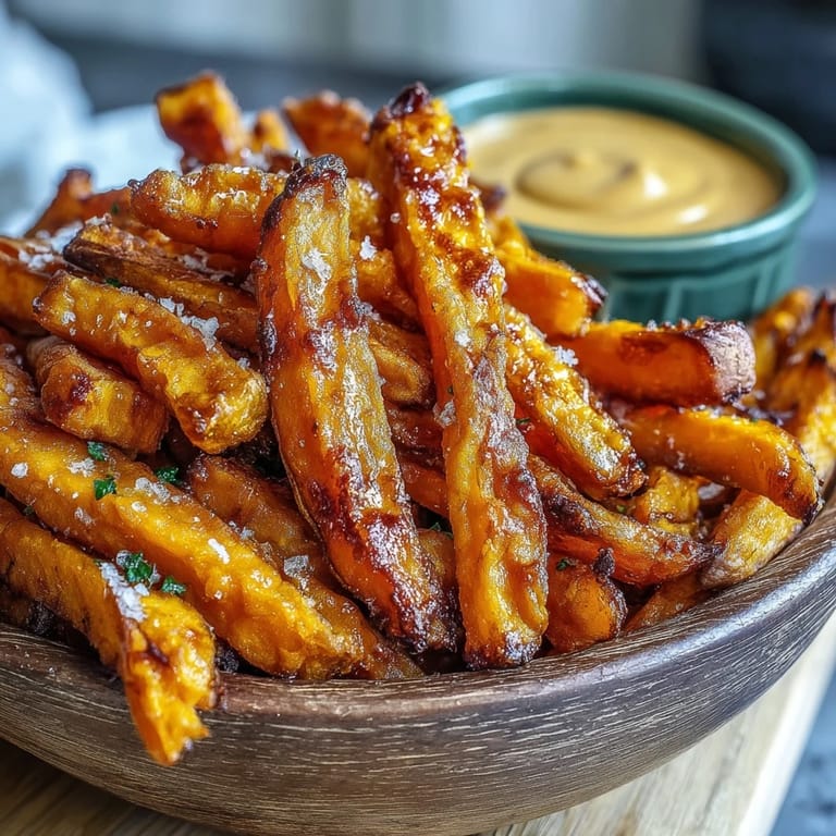Golden, oven-baked sweet potato fries perfect for sharing, with a tangy aioli.